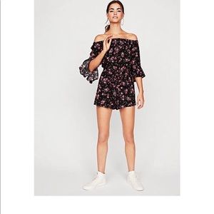 Express off the shoulder bell sleeve romper
